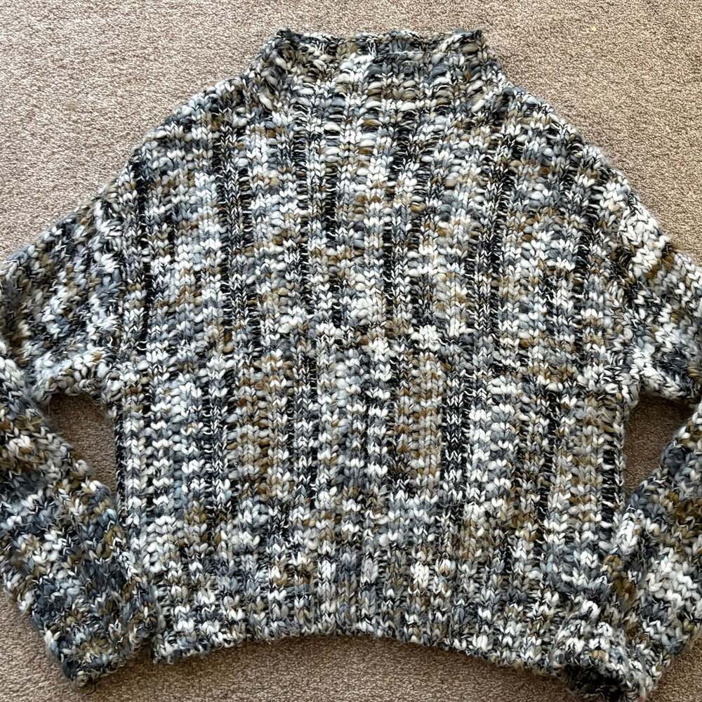 Black Tape Multicolor Gray Knit Mock Neck Sweater